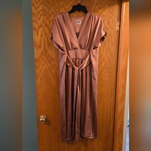 Anne Klein Satin Rose Midi Dress